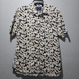 Men's Casual Camouflage Shirt - Black and Tan